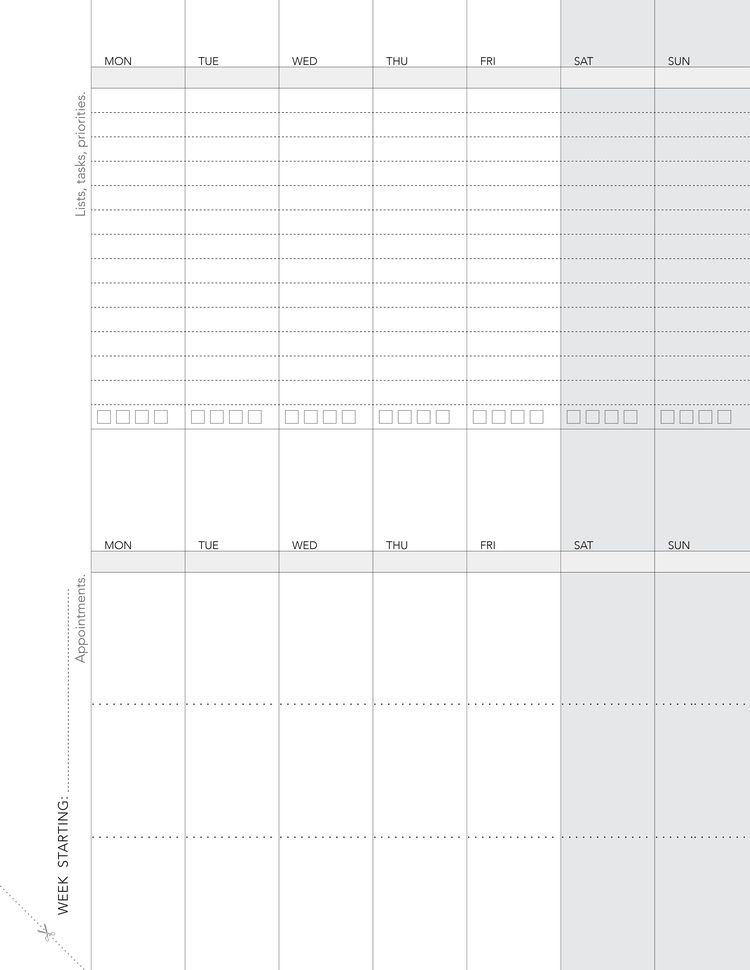 WeekDate Whenever weekly paper planner — The weekly open spread page