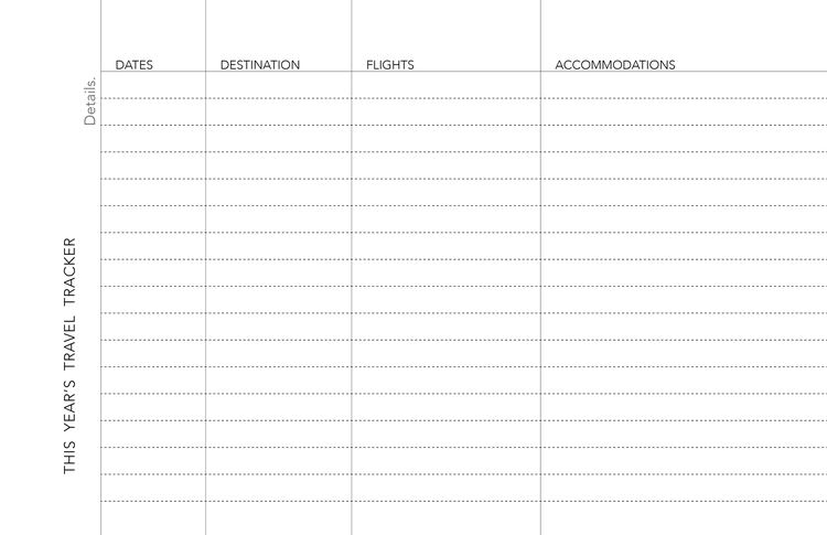 WeekDate Whenever weekly paper planner — Travel trackers page